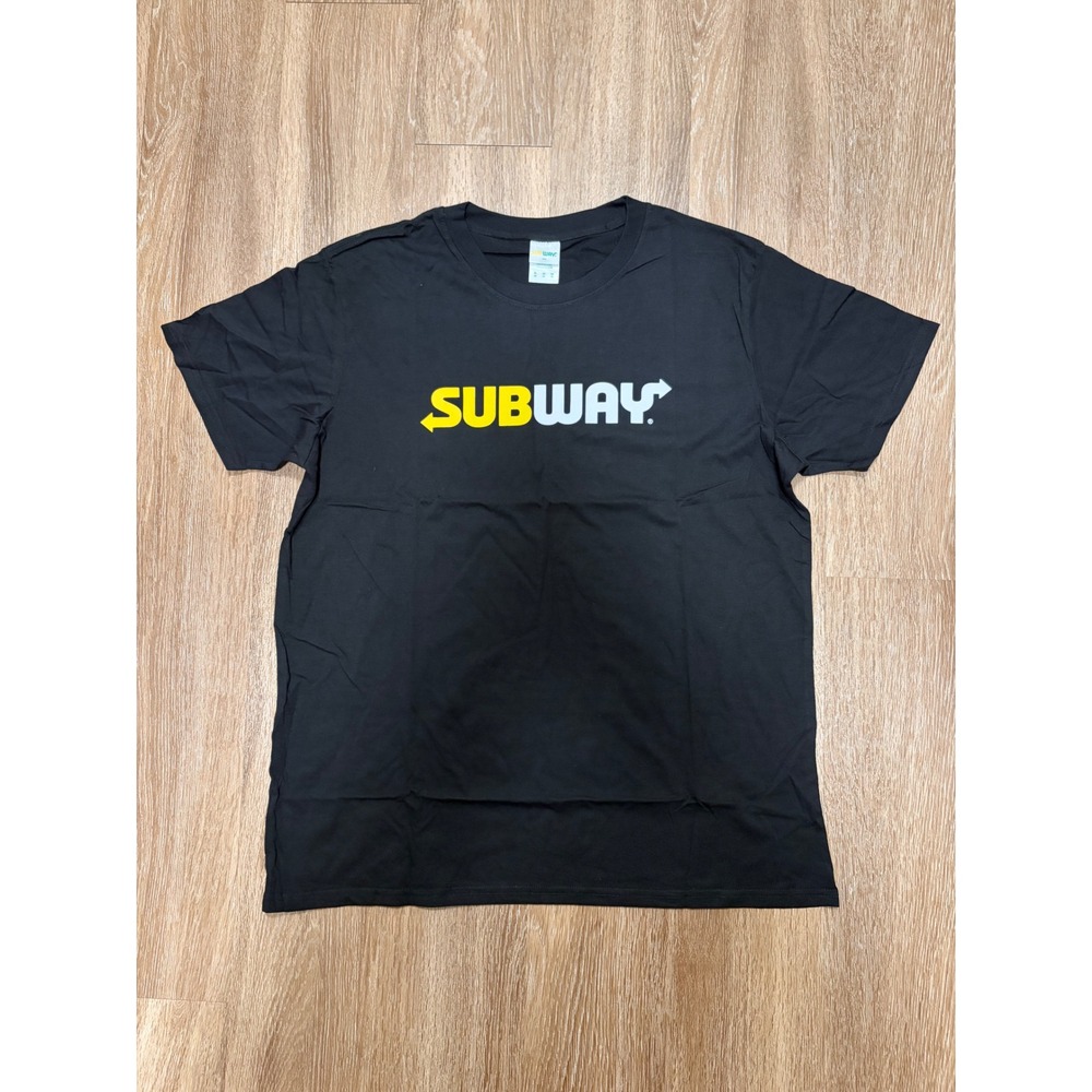 Subway Mens XL Black Short Sleeve Graphic Logo T-Shirt Promo Restaurant Tee